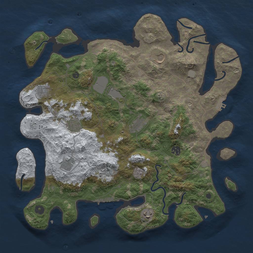 Rust Map: Procedural Map, Size: 4000, Seed: 49309, 18 Monuments