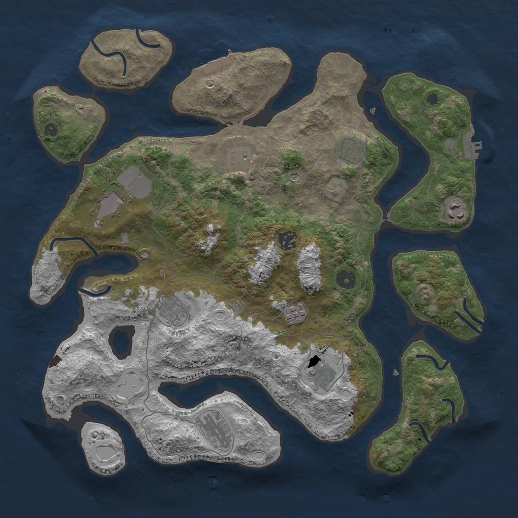 Rust Map: Procedural Map, Size: 4000, Seed: 44574, 17 Monuments