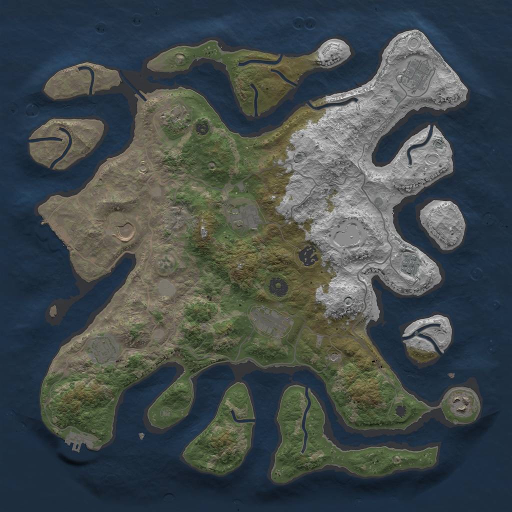 Rust Map: Procedural Map, Size: 4000, Seed: 156015, 17 Monuments