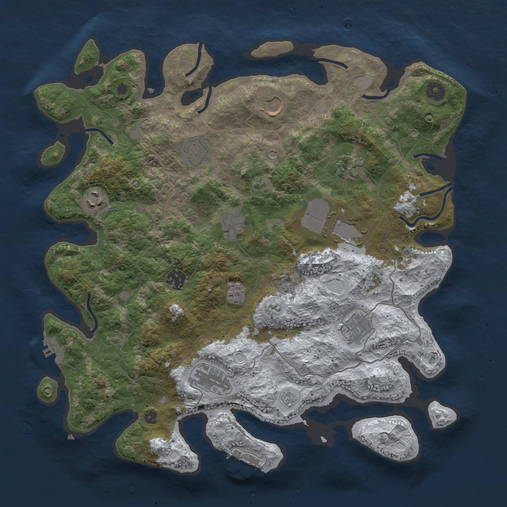 Rust Map: Procedural Map, Size: 4000, Seed: 853947650, 19 Monuments