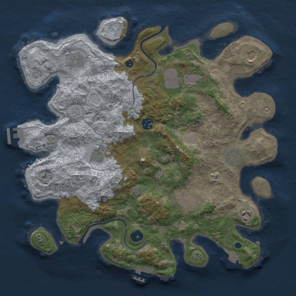 Rust Map: Procedural Map, Size: 3800, Seed: 206907650, 15 Monuments