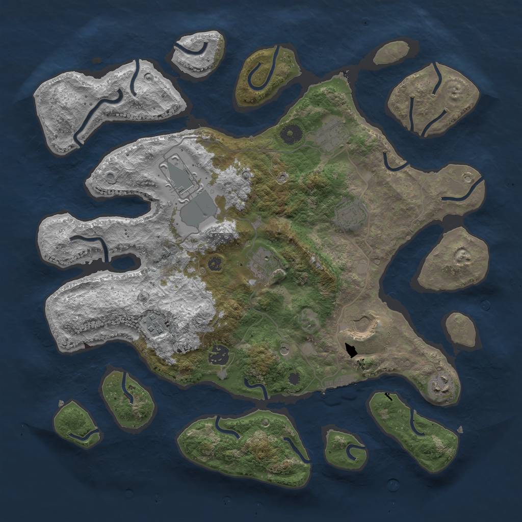 Rust Map: Procedural Map, Size: 3800, Seed: 206907650, 12 Monuments