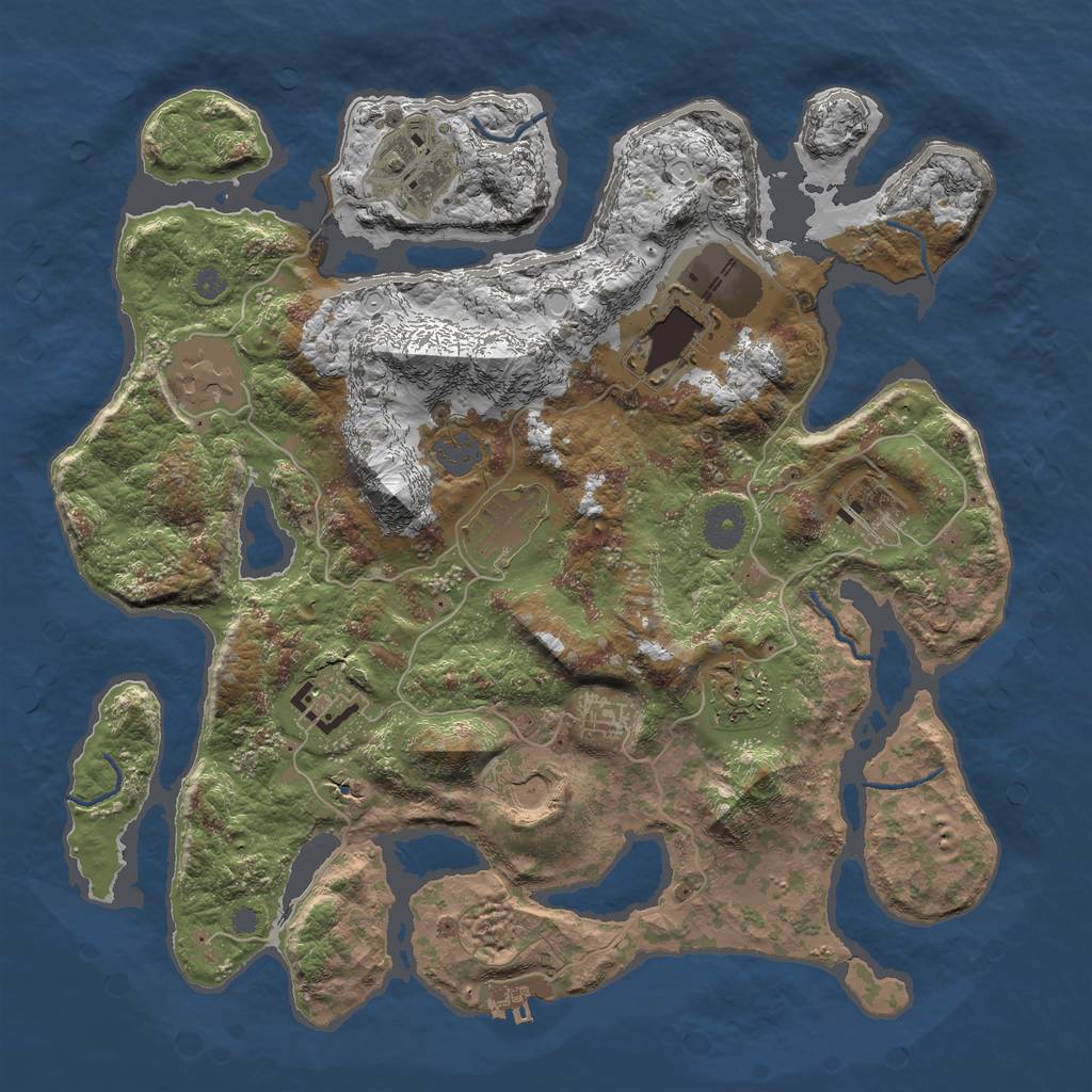 Rust Map: Procedural Map, Size: 3700, Seed: 1234321, 15 Monuments