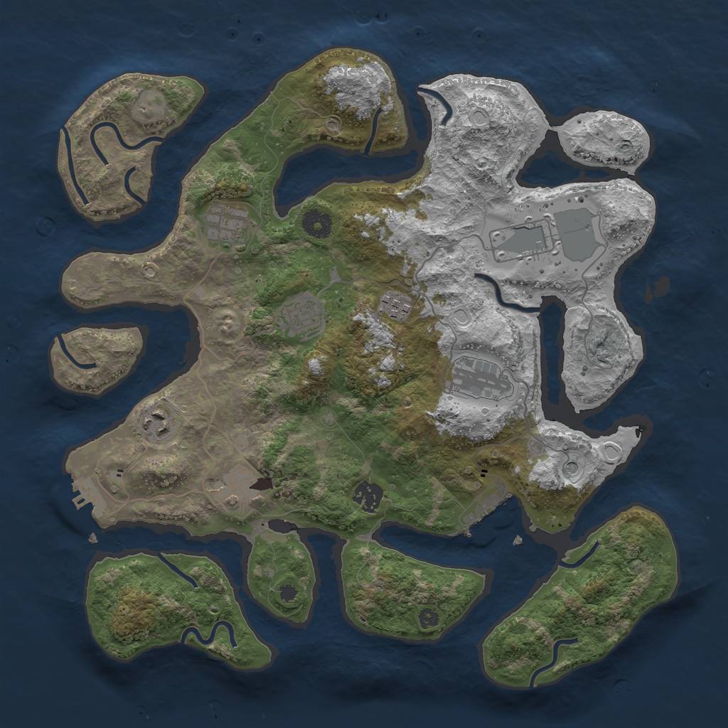 Rust Map: Procedural Map, Size: 3700, Seed: 4141383, 19 Monuments