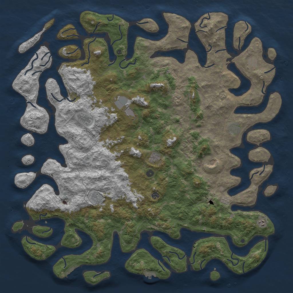 Rust Map: Procedural Map, Size: 6000, Seed: 781215005, 16 Monuments