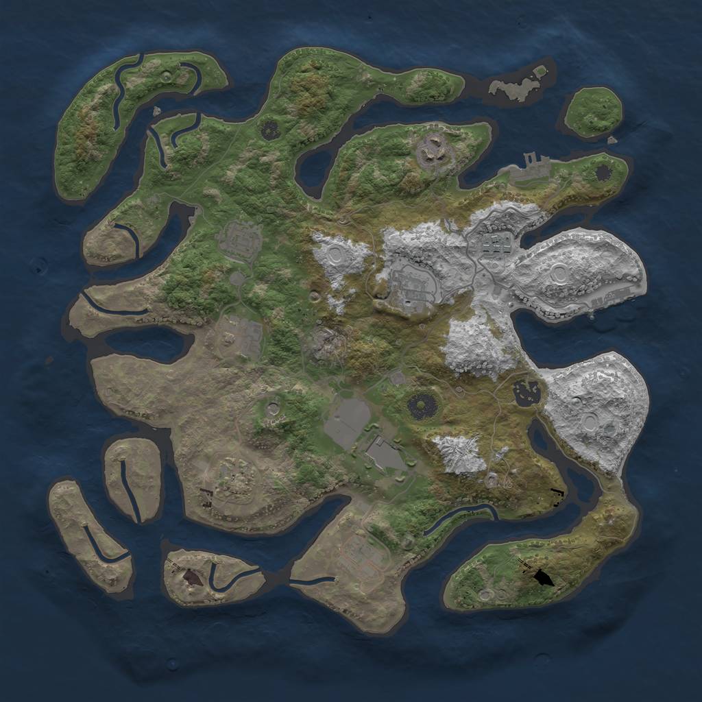 Rust Map: Procedural Map, Size: 3750, Seed: 349298041, 17 Monuments