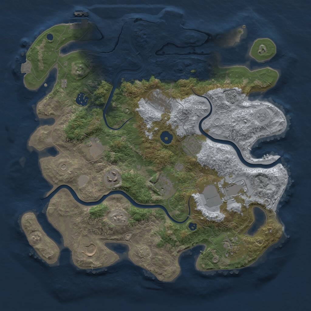 Rust Map: Procedural Map, Size: 3750, Seed: 349298041, 16 Monuments