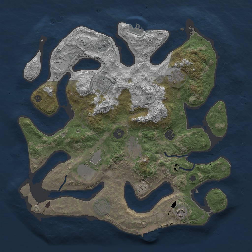 Rust Map: Procedural Map, Size: 3750, Seed: 108059821, 19 Monuments