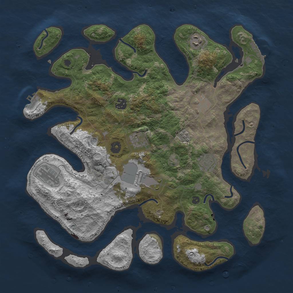 Rust Map: Procedural Map, Size: 3800, Seed: 36, 16 Monuments