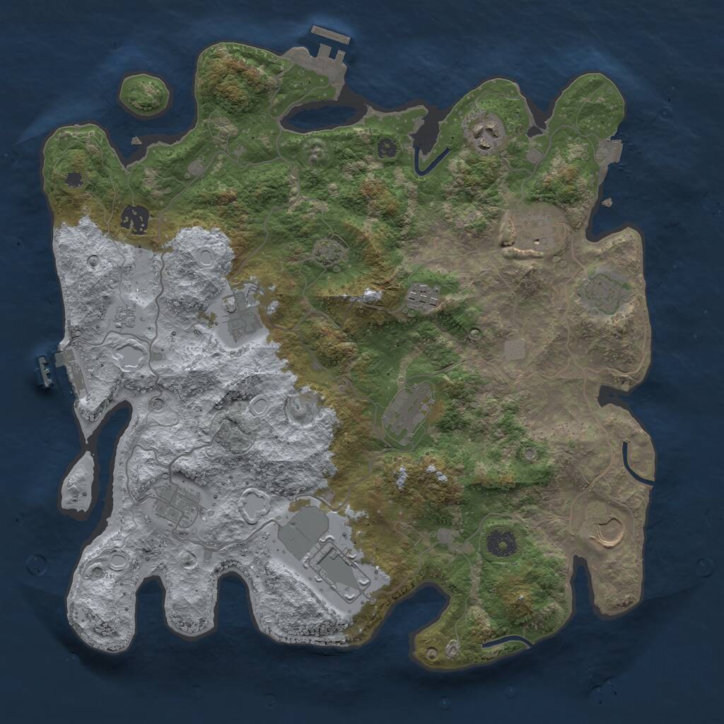 Rust Map: Procedural Map, Size: 3700, Seed: 112367036, 16 Monuments