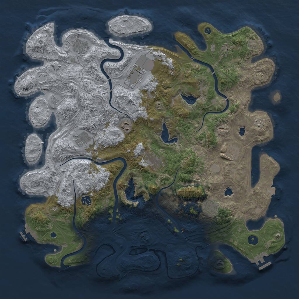 Rust Map: Procedural Map, Size: 4500, Seed: 1908039120, 16 Monuments