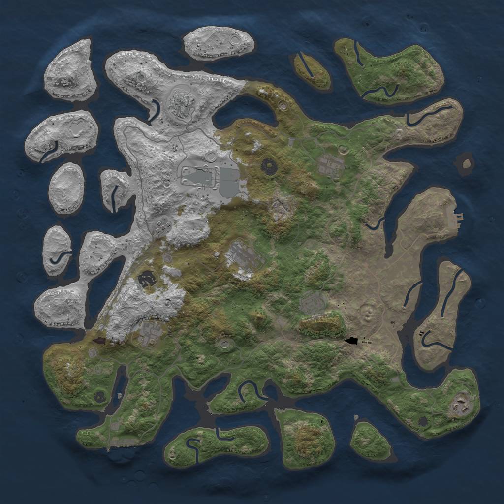 Rust Map: Procedural Map, Size: 4500, Seed: 1908039120, 20 Monuments