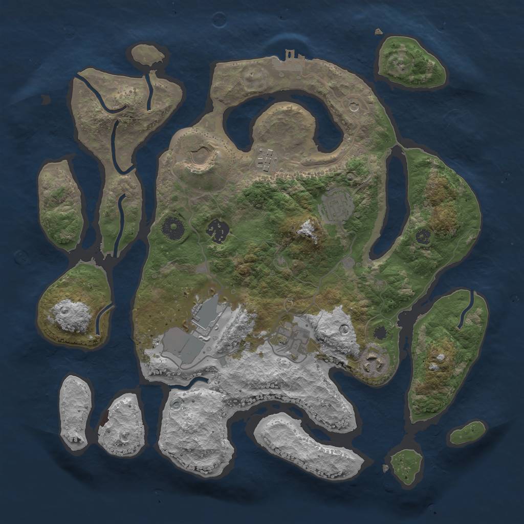 Rust Map: Procedural Map, Size: 3500, Seed: 100014276, 11 Monuments