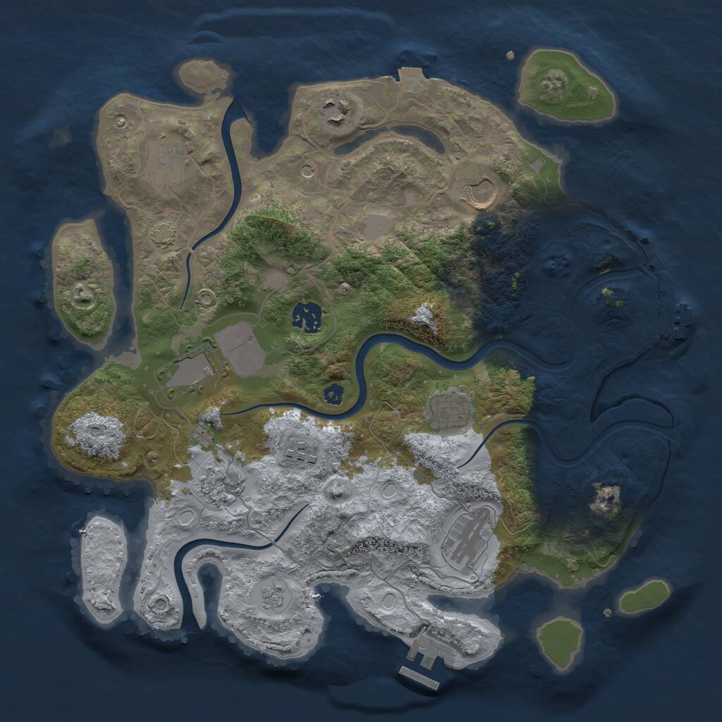 Rust Map: Procedural Map, Size: 3500, Seed: 100014276, 15 Monuments