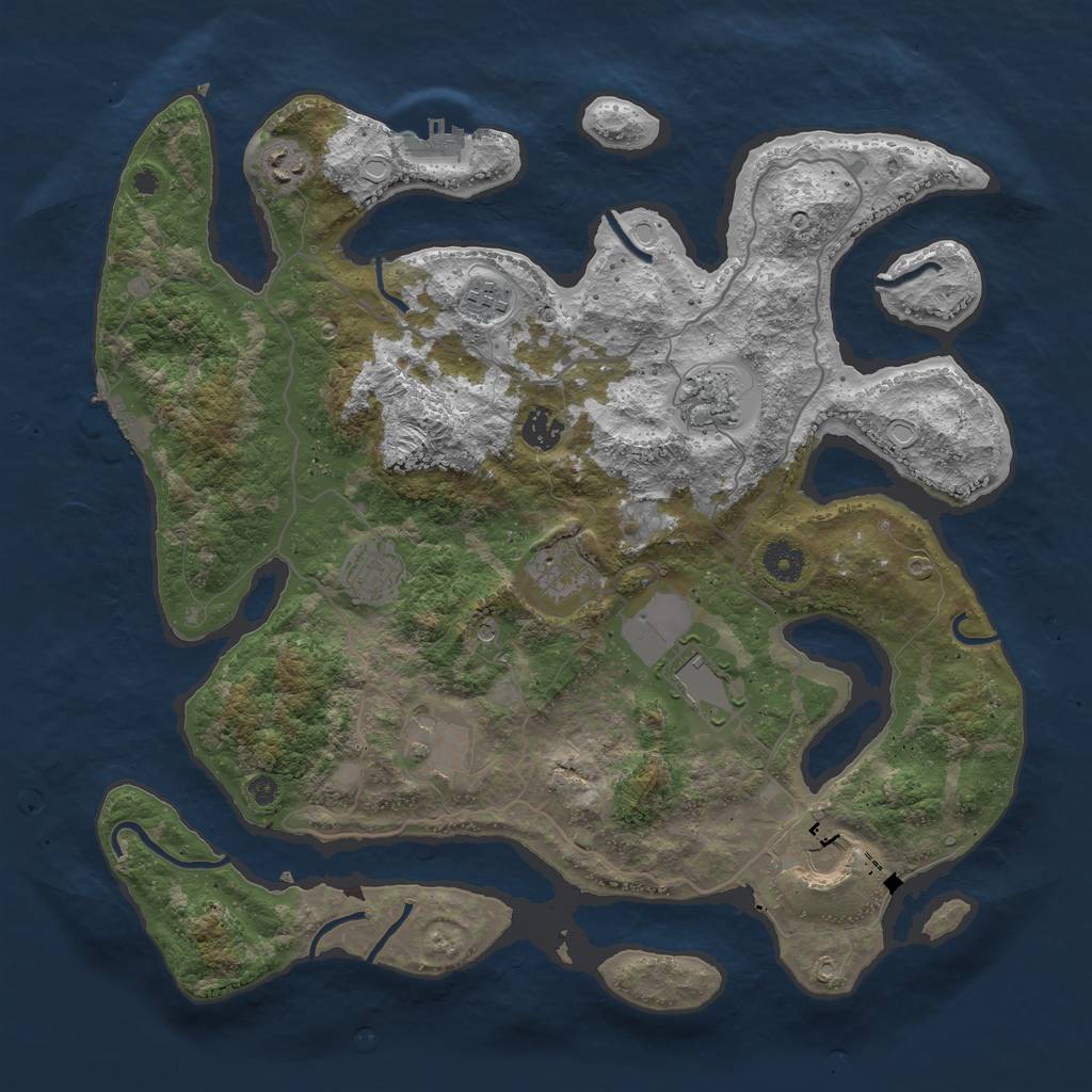 Rust Map: Procedural Map, Size: 4000, Seed: 342342525, 17 Monuments