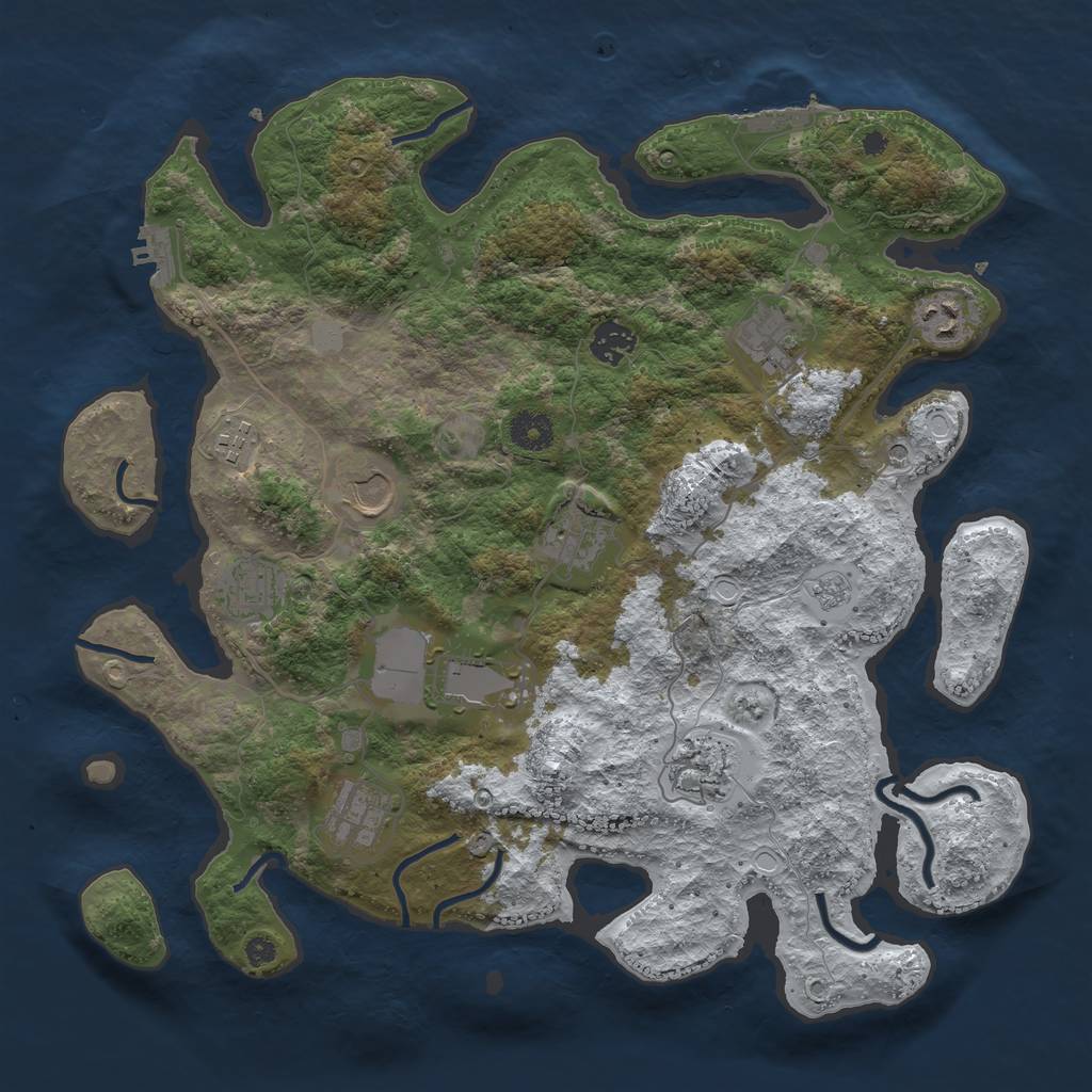 Rust Map: Procedural Map, Size: 3800, Seed: 1410624917, 19 Monuments