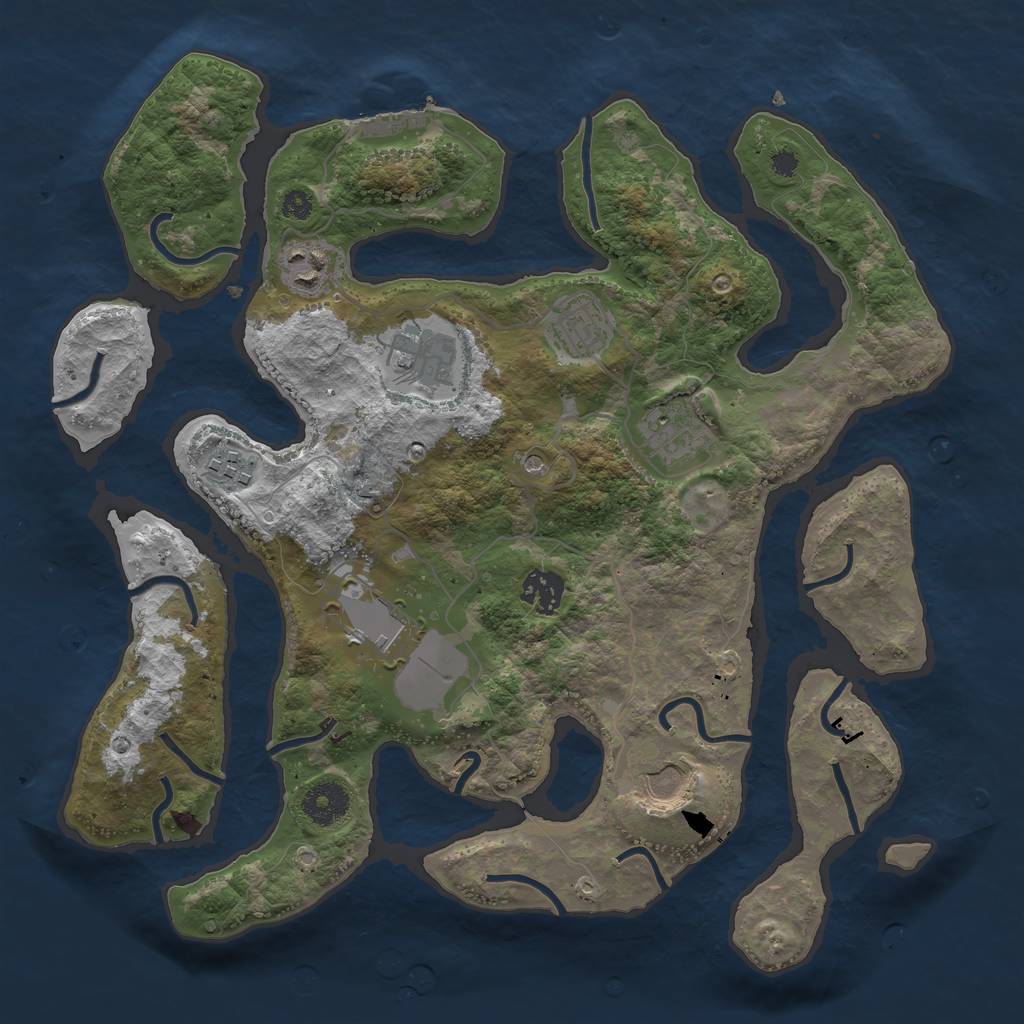 Rust Map: Procedural Map, Size: 3500, Seed: 193234, 12 Monuments