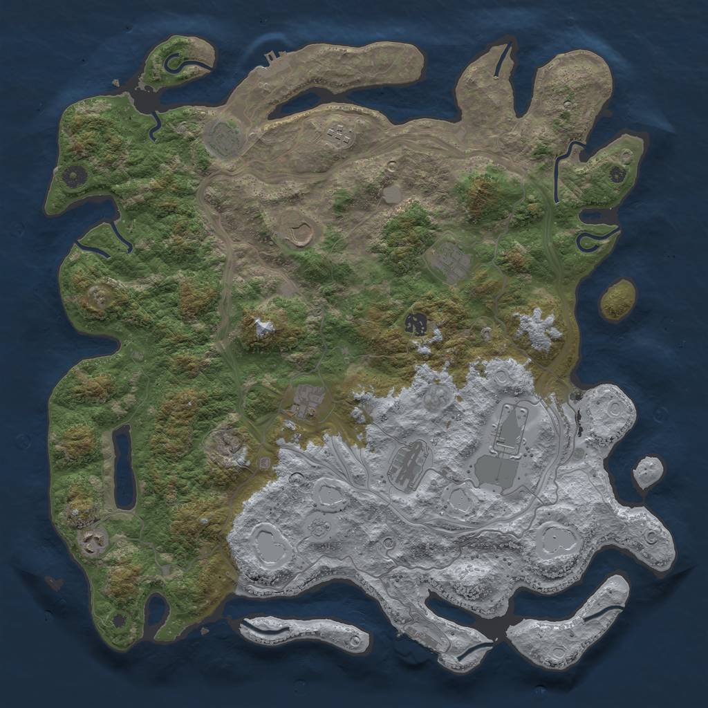 Rust Map: Procedural Map, Size: 4500, Seed: 97896847, 16 Monuments