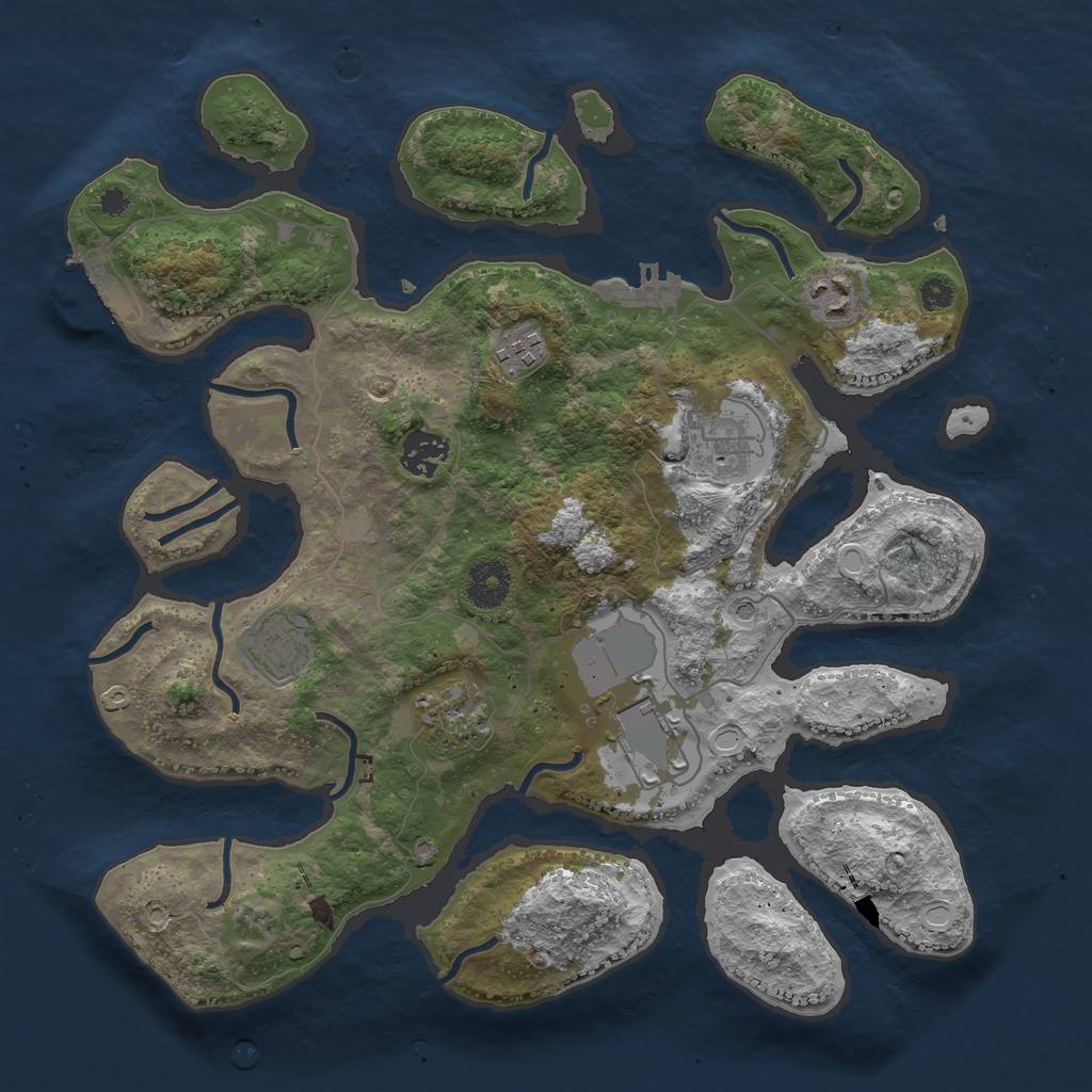 Rust Map: Procedural Map, Size: 3500, Seed: 389312, 15 Monuments