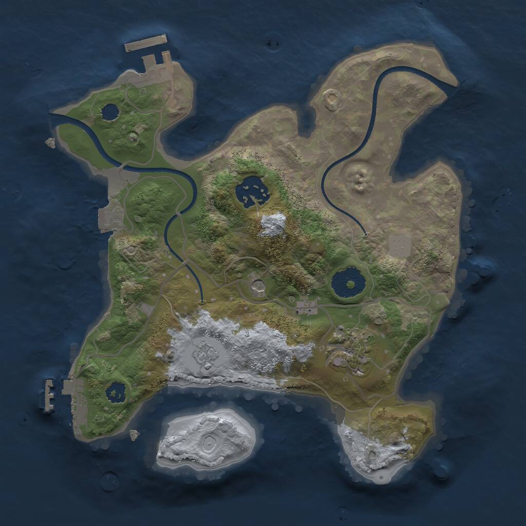 Rust Map: Procedural Map, Size: 2500, Seed: 3132021, 7 Monuments