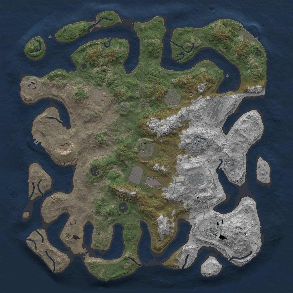 Rust Map: Procedural Map, Size: 4500, Seed: 37375375, 16 Monuments