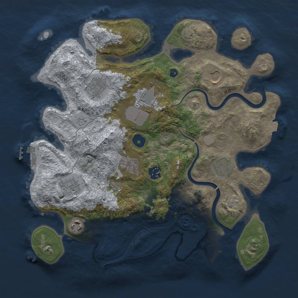Rust Map: Procedural Map, Size: 3500, Seed: 885875470, 14 Monuments