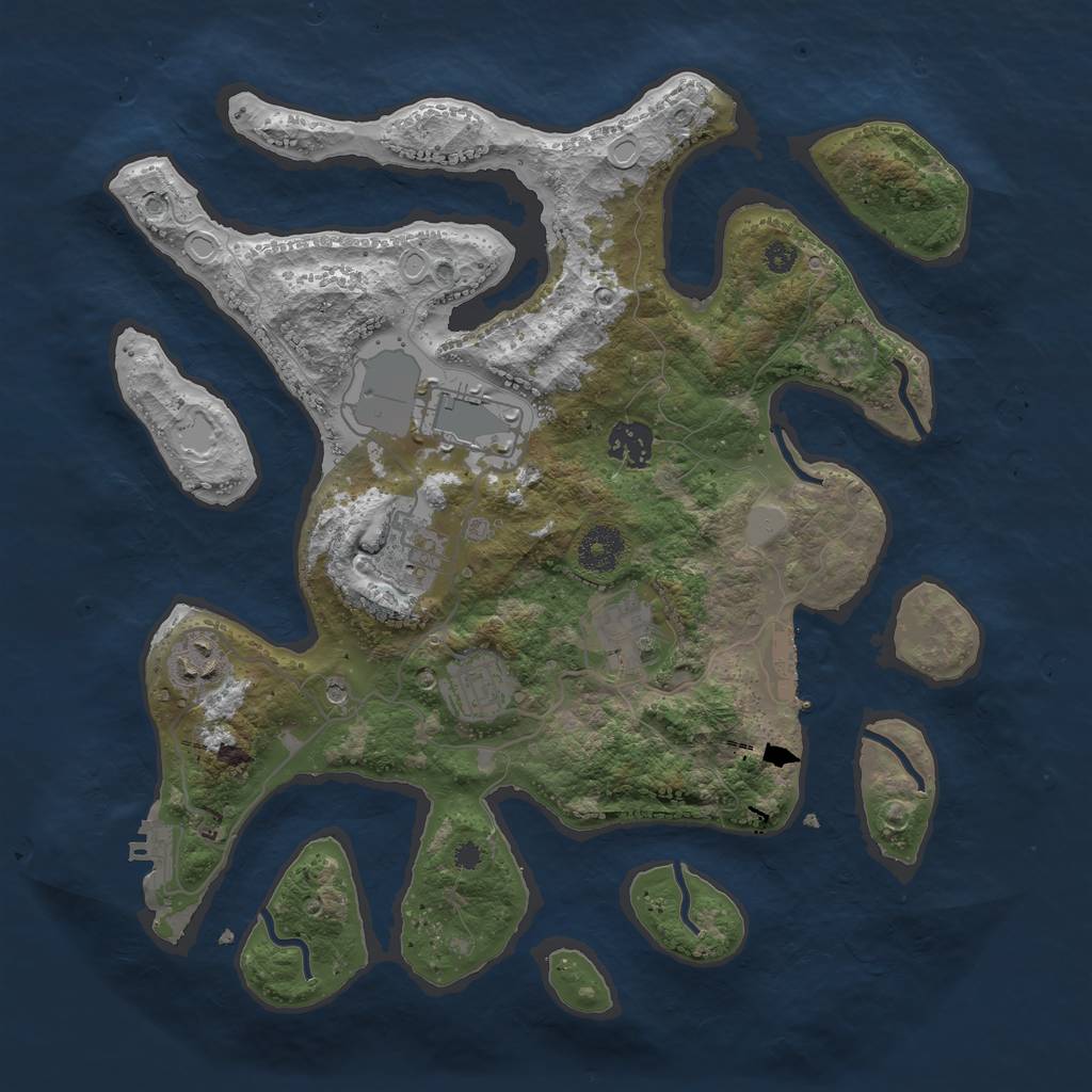 Rust Map: Procedural Map, Size: 3500, Seed: 13047, 14 Monuments