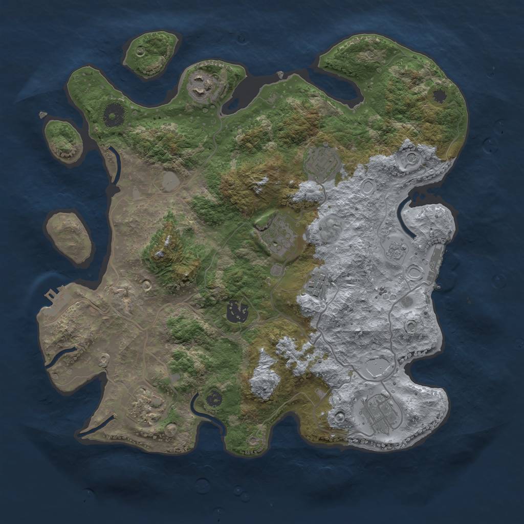 Rust Map: Procedural Map, Size: 3400, Seed: 2136184188, 14 Monuments