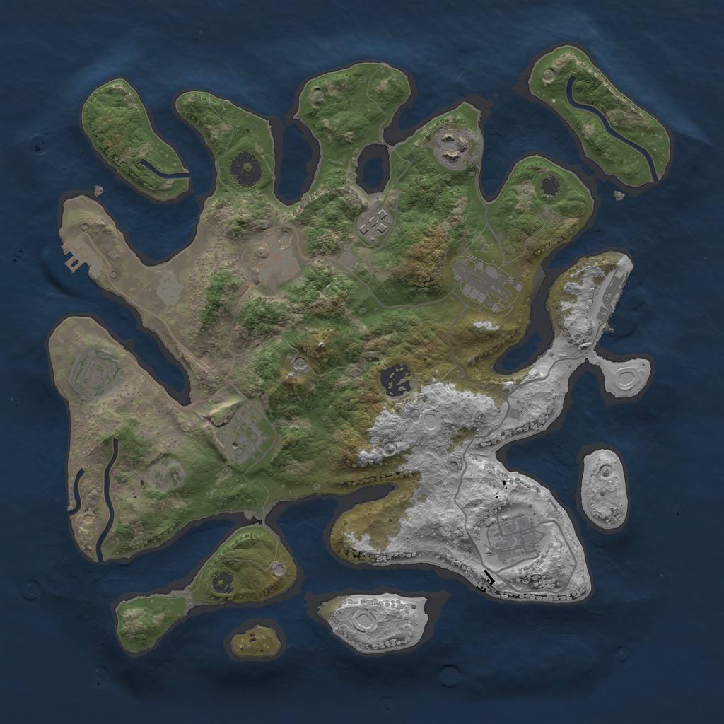 Rust Map: Procedural Map, Size: 3400, Seed: 1320869891, 16 Monuments