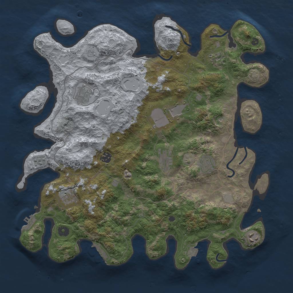 Rust Map: Procedural Map, Size: 4000, Seed: 1426168814, 17 Monuments