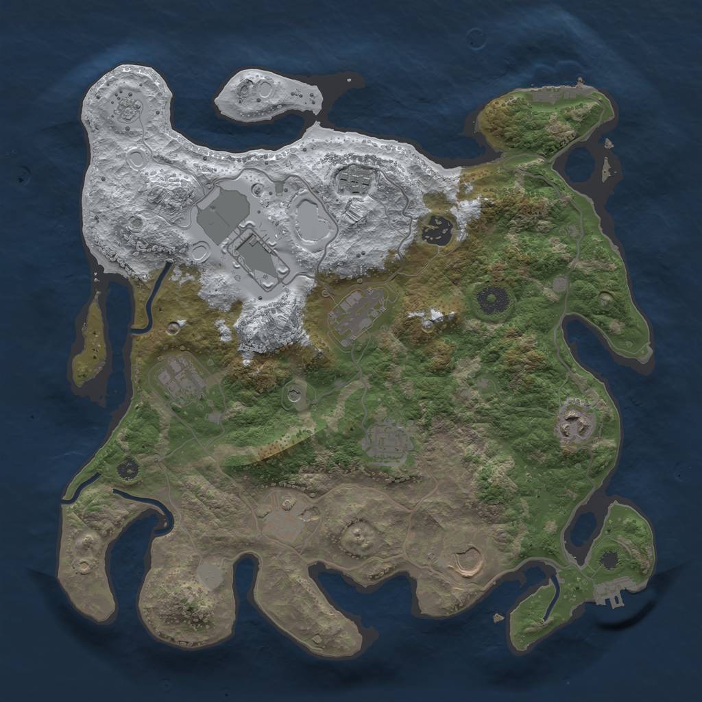 Rust Map: Procedural Map, Size: 3500, Seed: 71449184, 18 Monuments