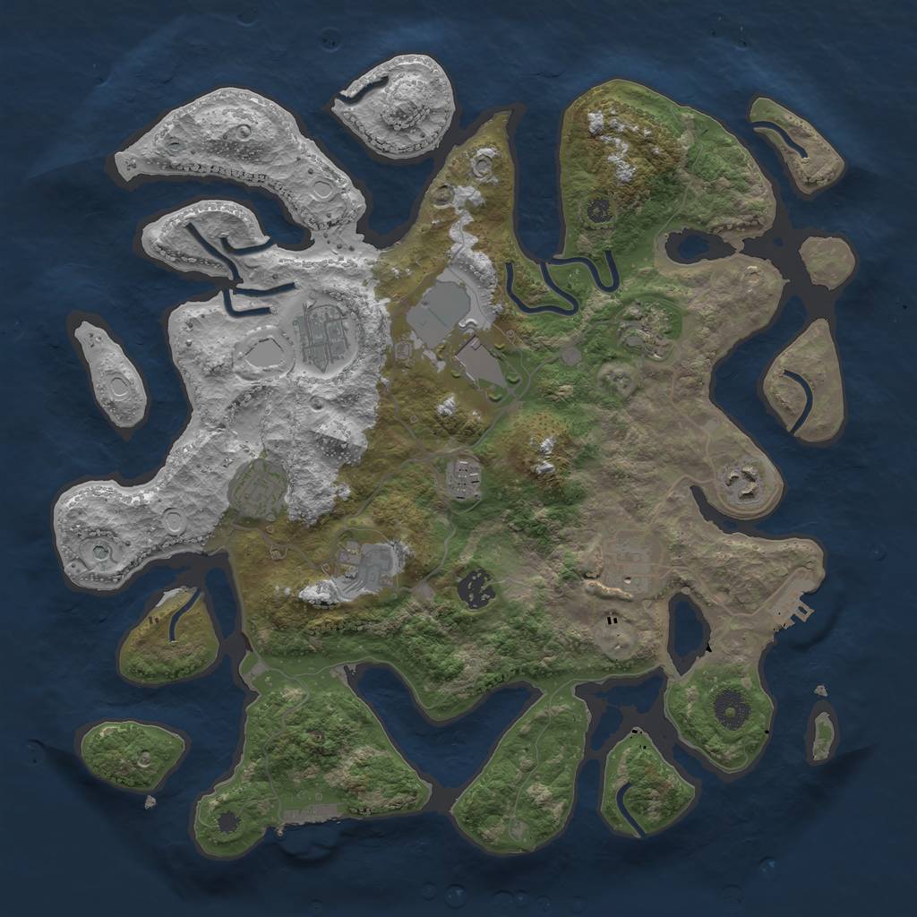 Rust Map: Procedural Map, Size: 3700, Seed: 59573578, 17 Monuments