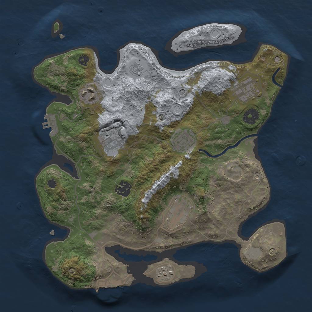 Rust Map: Procedural Map, Size: 3000, Seed: 849065, 14 Monuments