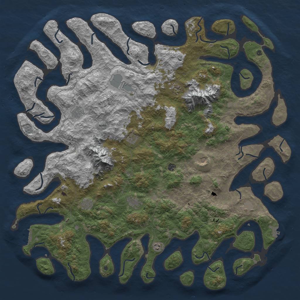 Rust Map: Procedural Map, Size: 6000, Seed: 1426168814, 19 Monuments