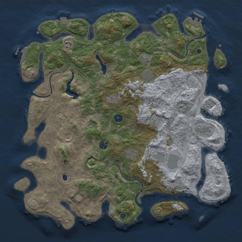 Rust Map: Procedural Map, Size: 4444, Seed: 4648, 16 Monuments