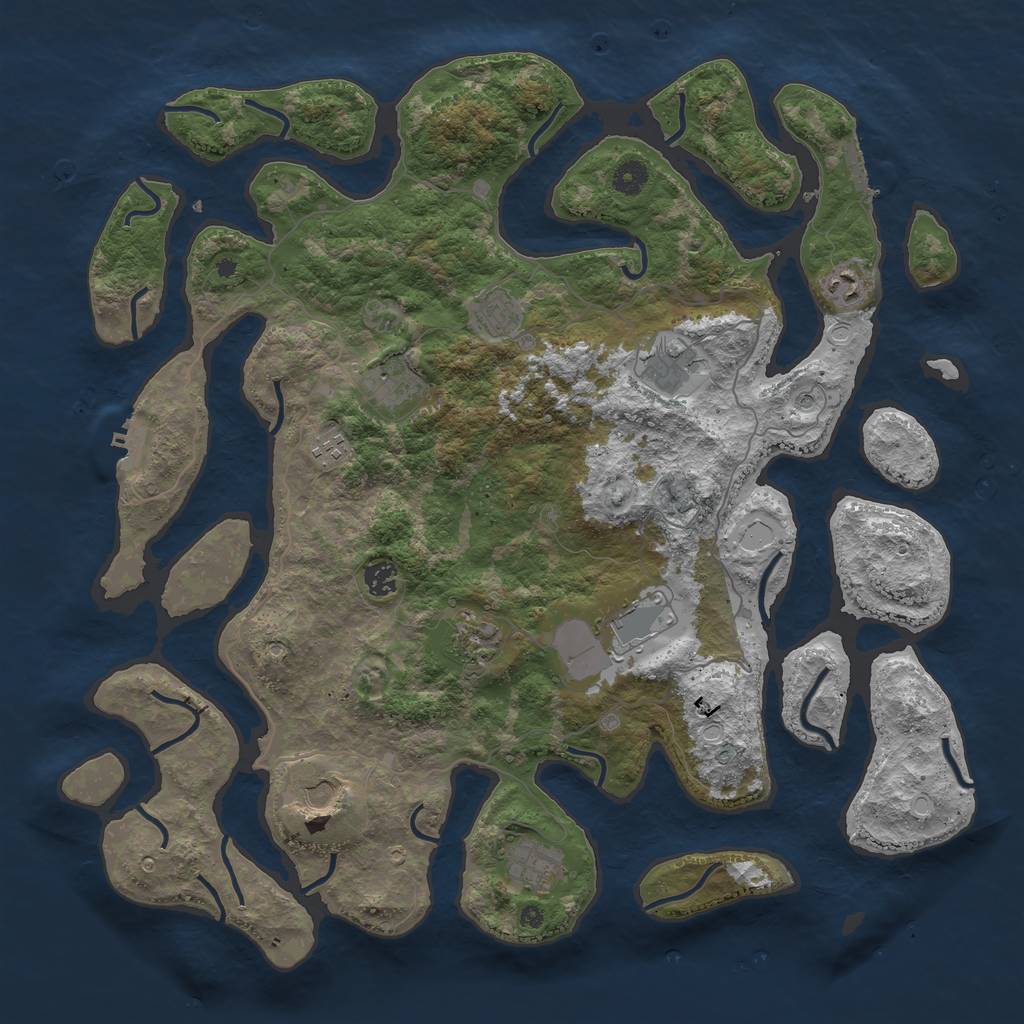 Rust Map: Procedural Map, Size: 4444, Seed: 4648, 21 Monuments