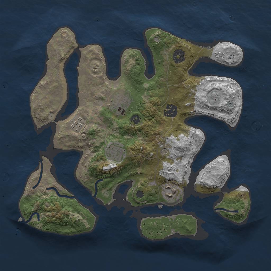 Rust Map: Procedural Map, Size: 3000, Seed: 765423, 8 Monuments