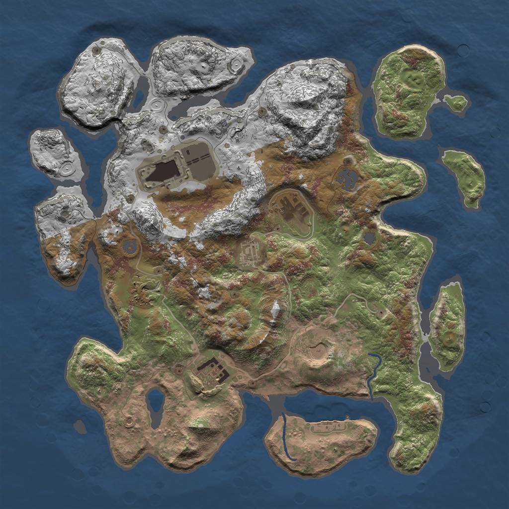 Rust Map: Procedural Map, Size: 3600, Seed: 17328463, 12 Monuments