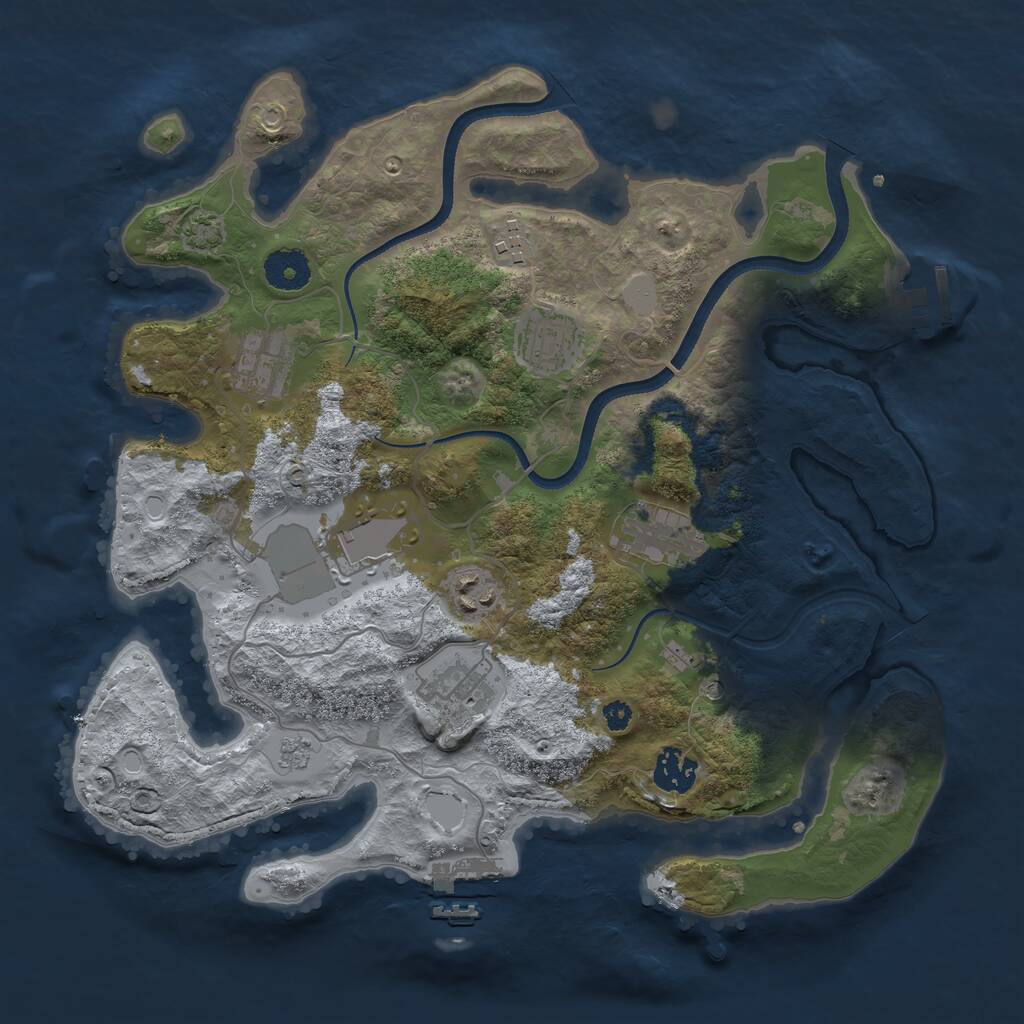 Rust Map: Procedural Map, Size: 3500, Seed: 675300, 14 Monuments