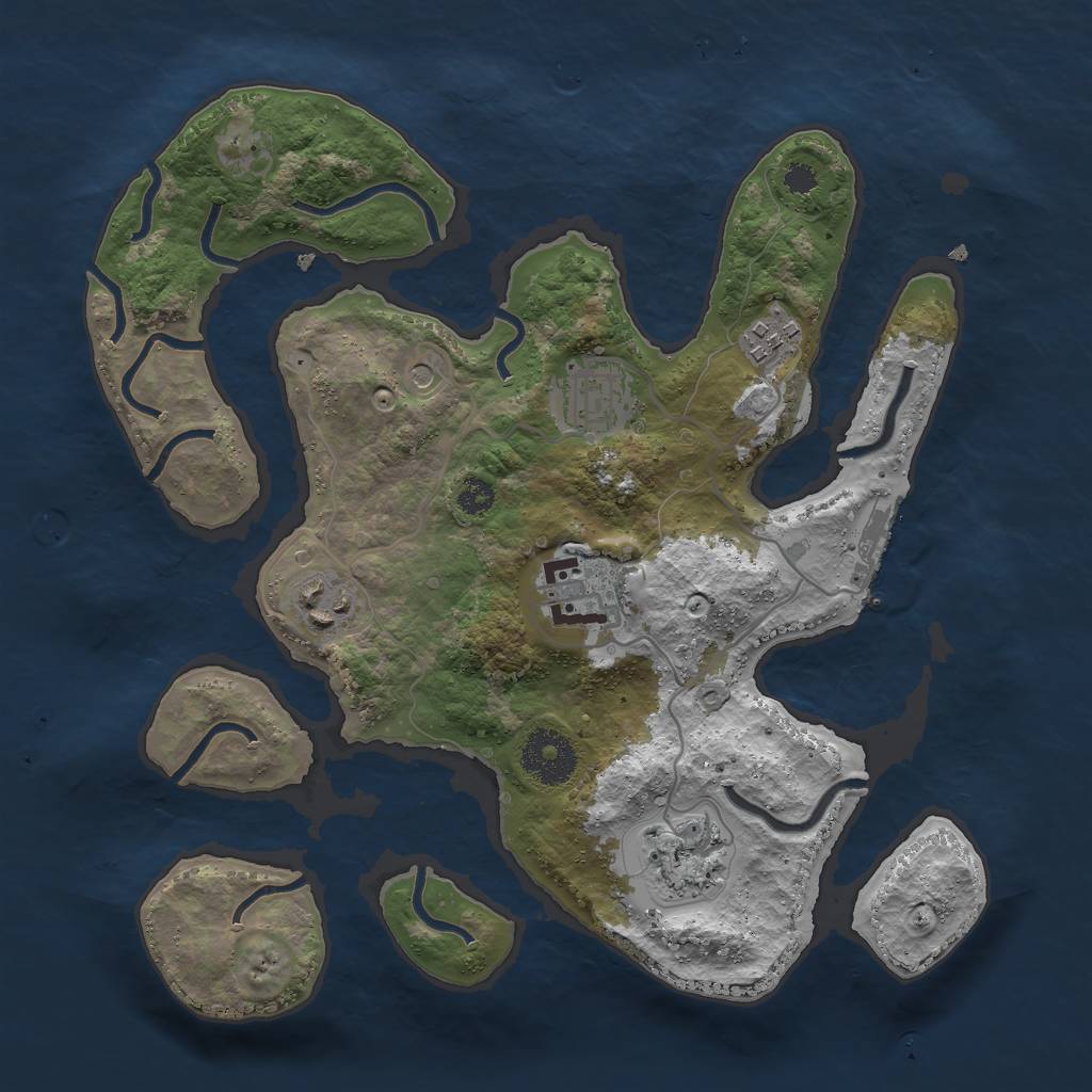 Rust Map: Procedural Map, Size: 3000, Seed: 869490217, 9 Monuments