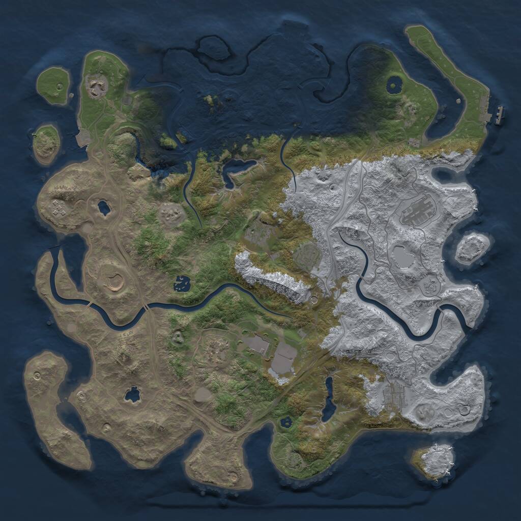 Rust Map: Procedural Map, Size: 4500, Seed: 1370677315, 16 Monuments