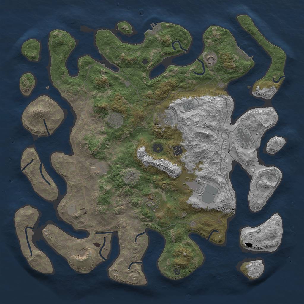 Rust Map: Procedural Map, Size: 4500, Seed: 1370677315, 18 Monuments