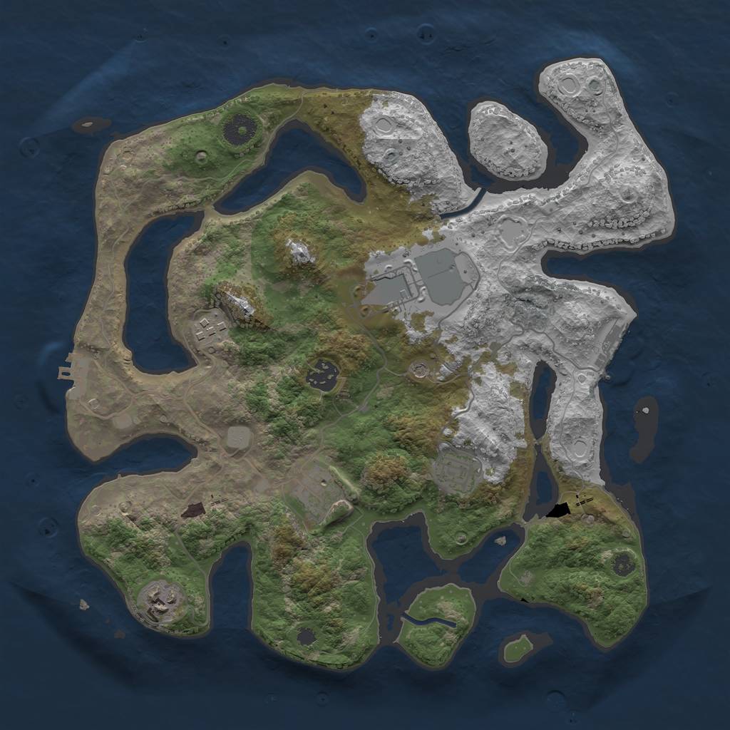 Rust Map: Procedural Map, Size: 3500, Seed: 1221667, 14 Monuments