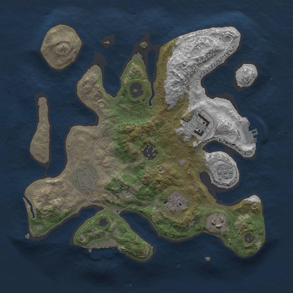 Rust Map: Procedural Map, Size: 3000, Seed: 4633, 14 Monuments