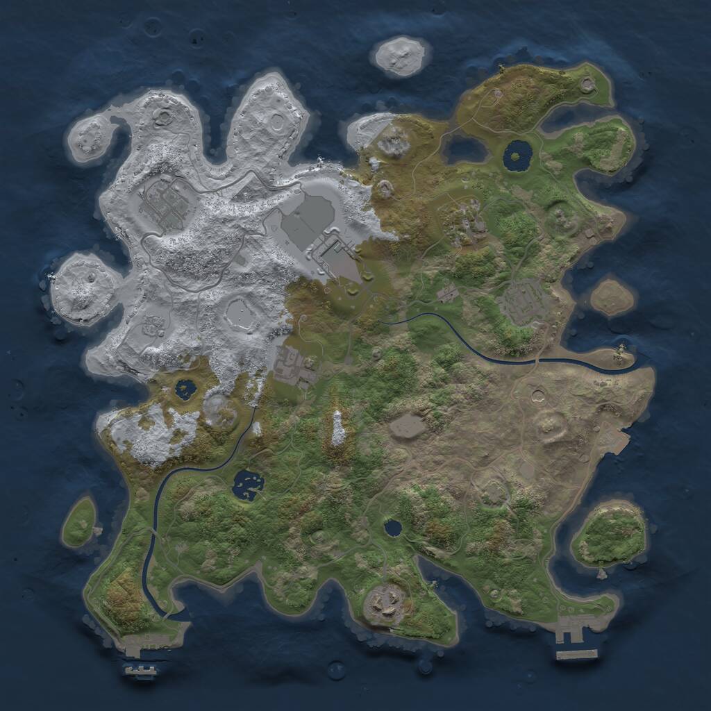 Rust Map: Procedural Map, Size: 3500, Seed: 1093675754, 13 Monuments