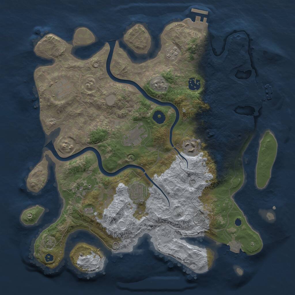 Rust Map: Procedural Map, Size: 3500, Seed: 125447754, 13 Monuments