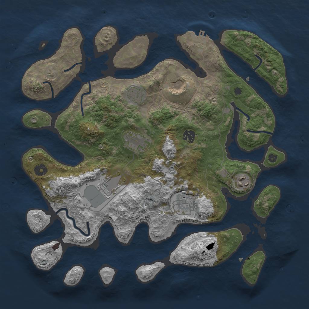 Rust Map: Procedural Map, Size: 3700, Seed: 304794485, 11 Monuments