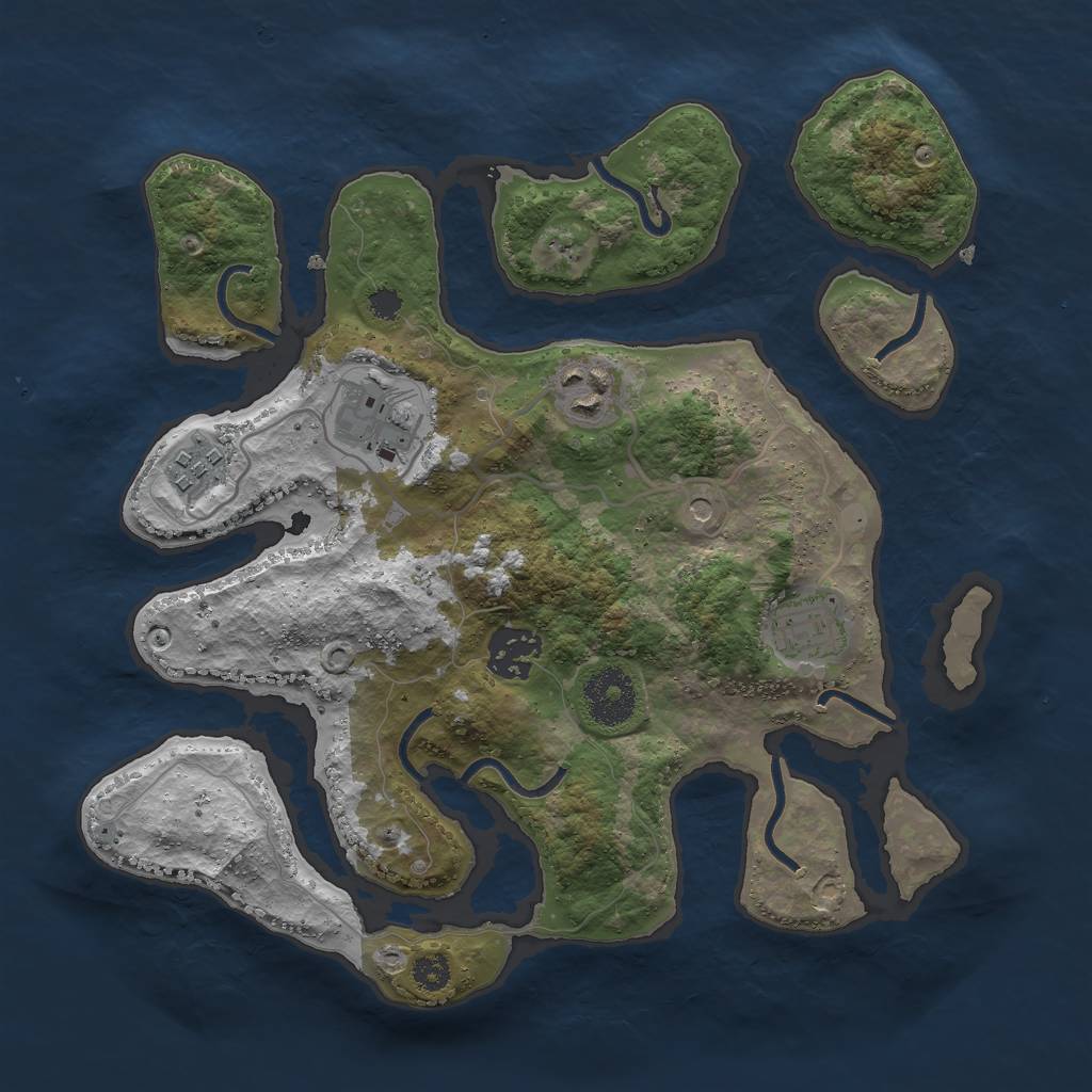 Rust Map: Procedural Map, Size: 3000, Seed: 1966638124, 8 Monuments