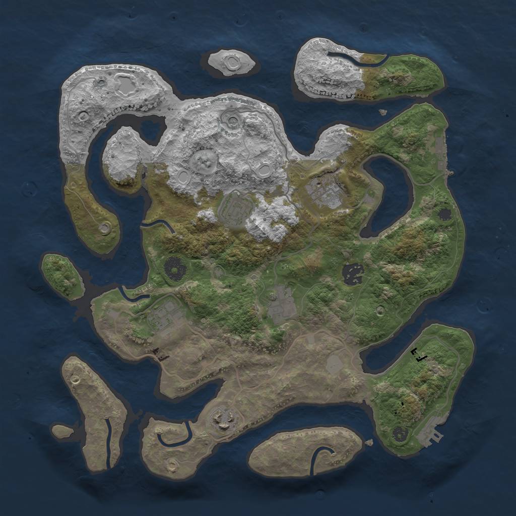 Rust Map: Procedural Map, Size: 3400, Seed: 294951, 14 Monuments