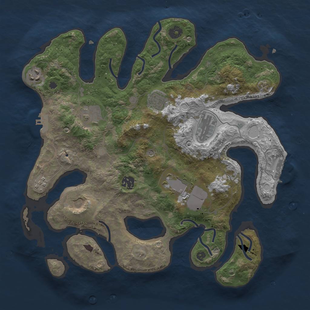 Rust Map: Procedural Map, Size: 3500, Seed: 1756489888, 16 Monuments